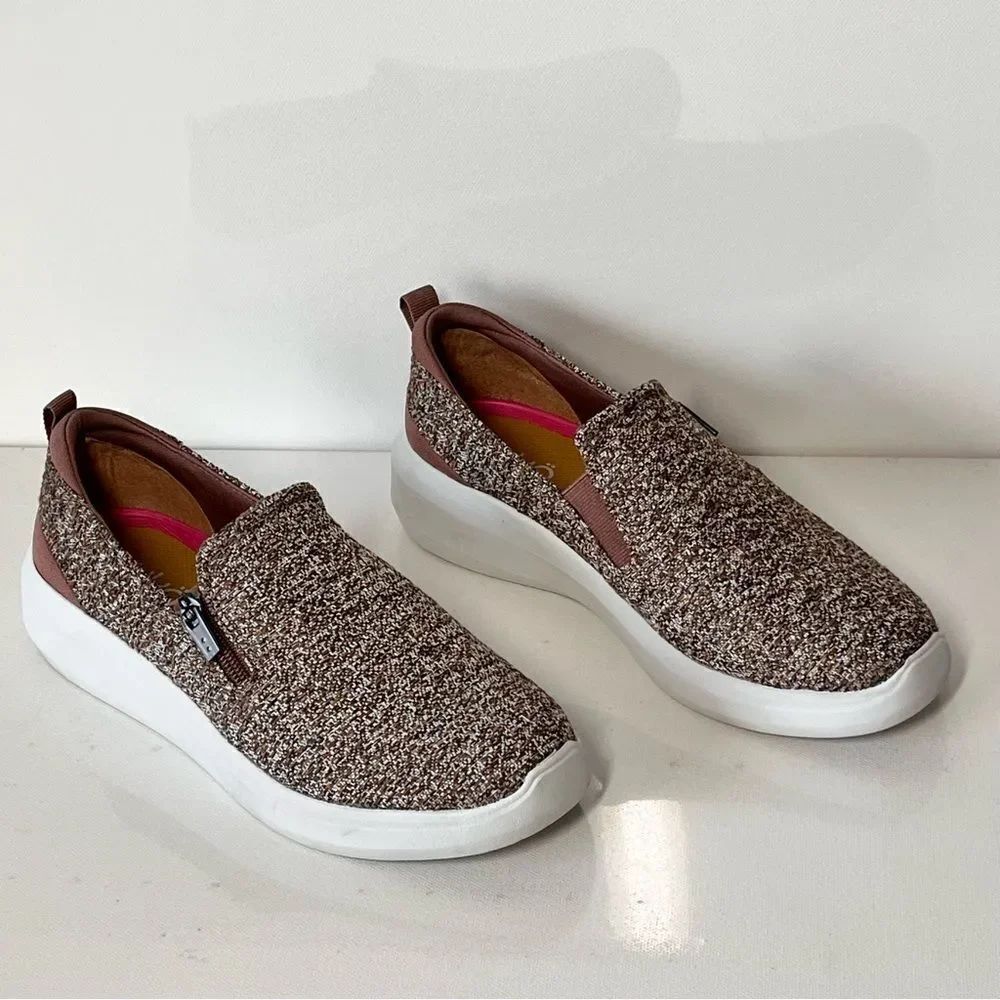 Ryka Ally Tweed Slip-On Shoes with Zip Detail